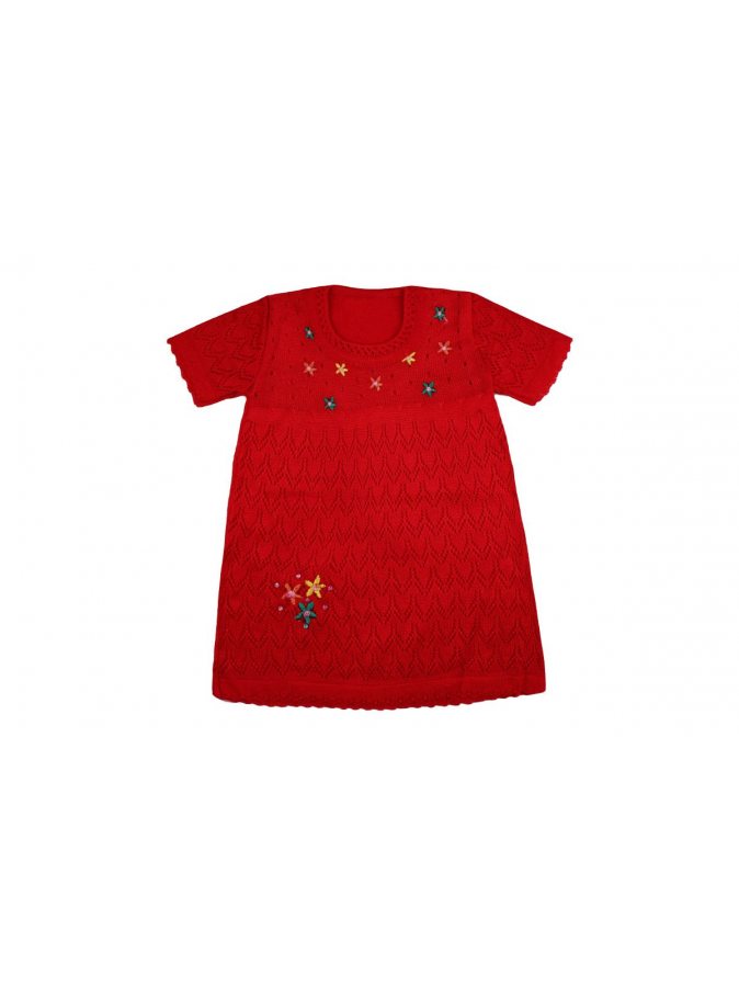 Вязаное платье красный рост 92-98