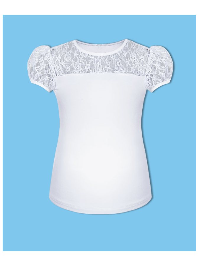 Белая школьная футболка (блузка) для девочки
