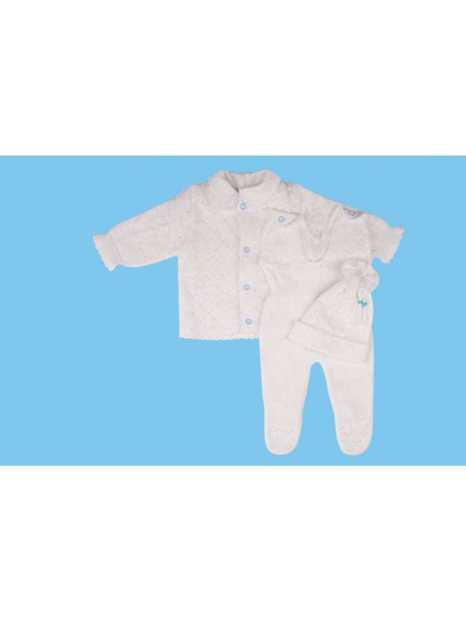Вязаный костюмчик для малышей белый,р68