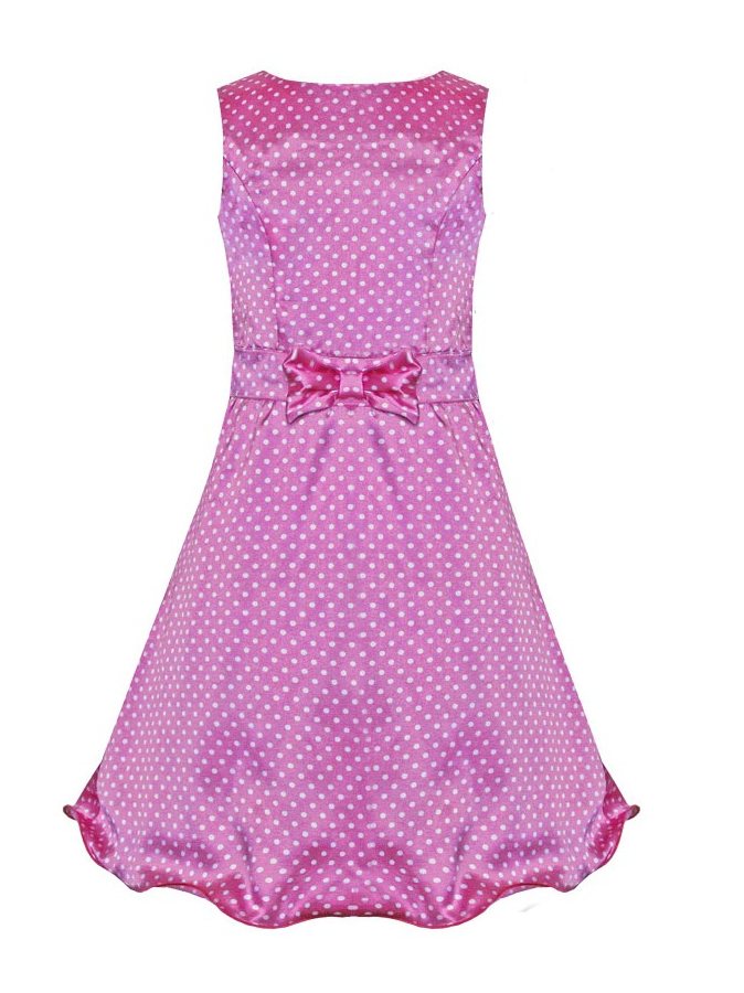 Розовое платье в горошек для девочки