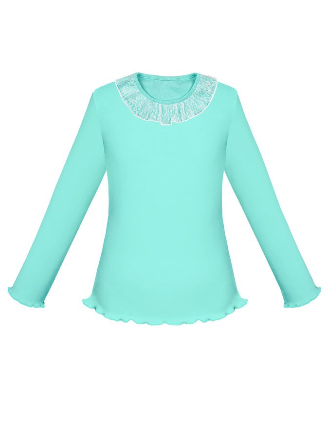 Бирюзовый школьный джемпер (блузка) для девочки