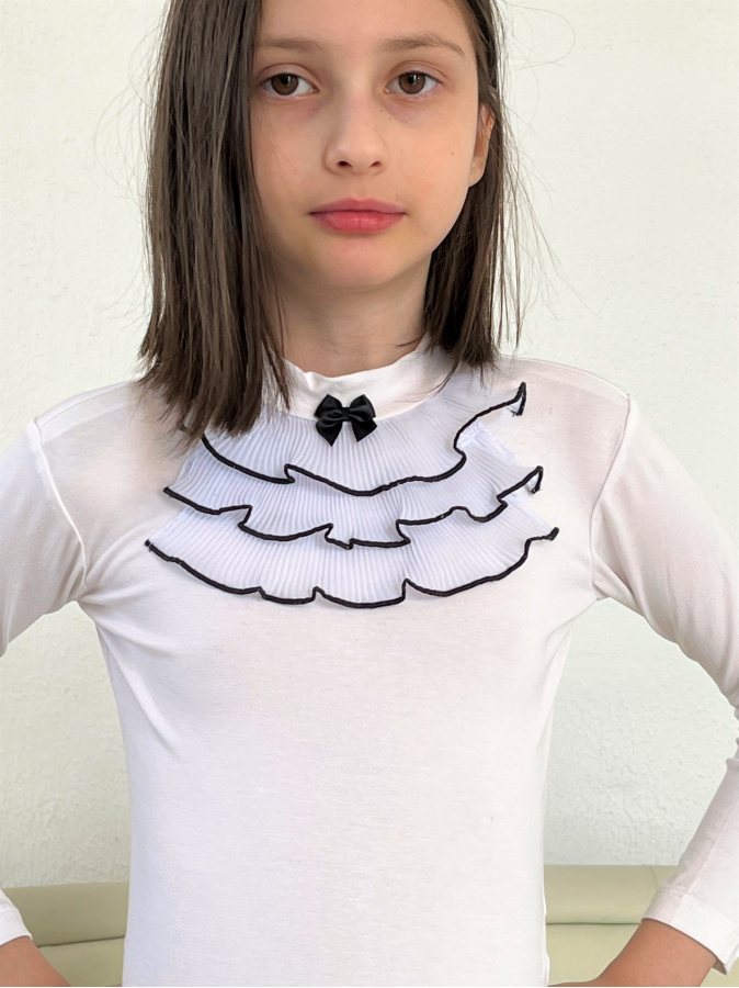 Белая школьная водолазка (блузка)  для девочки