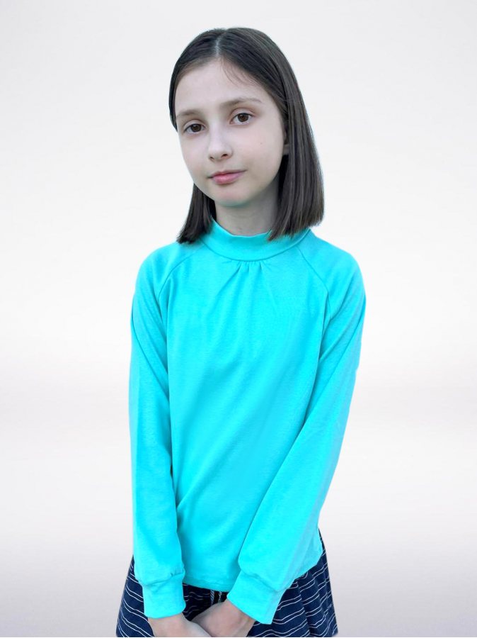 Школьная ментоловая водолазка (блузка) для девочки