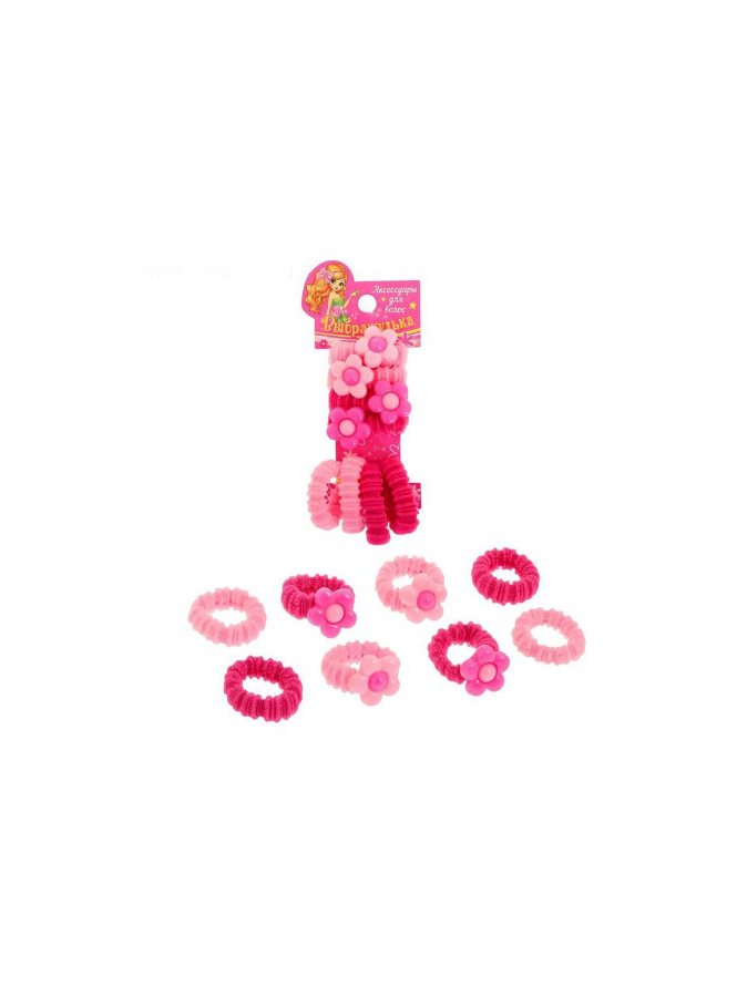 Резинки для волос  (набор 8 шт.), розовые цветы