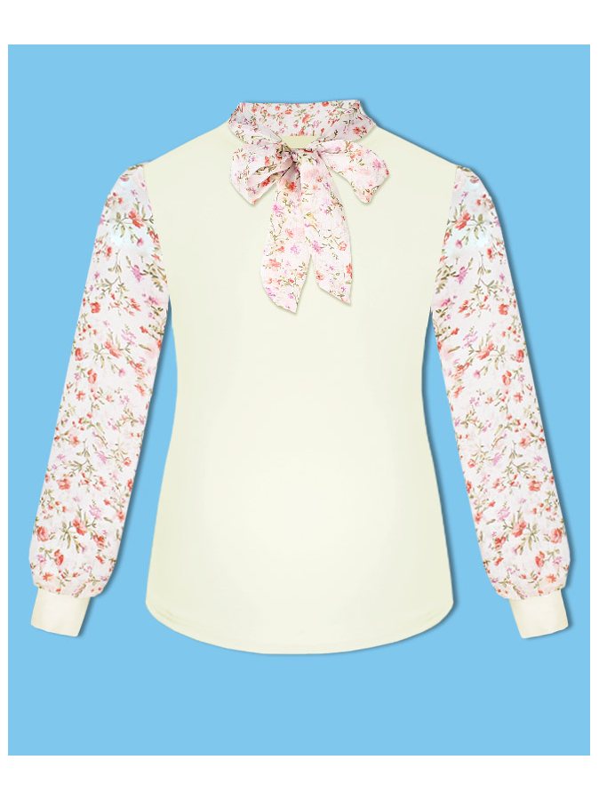 Молочный джемпер (блузка) для девочки с шифоном