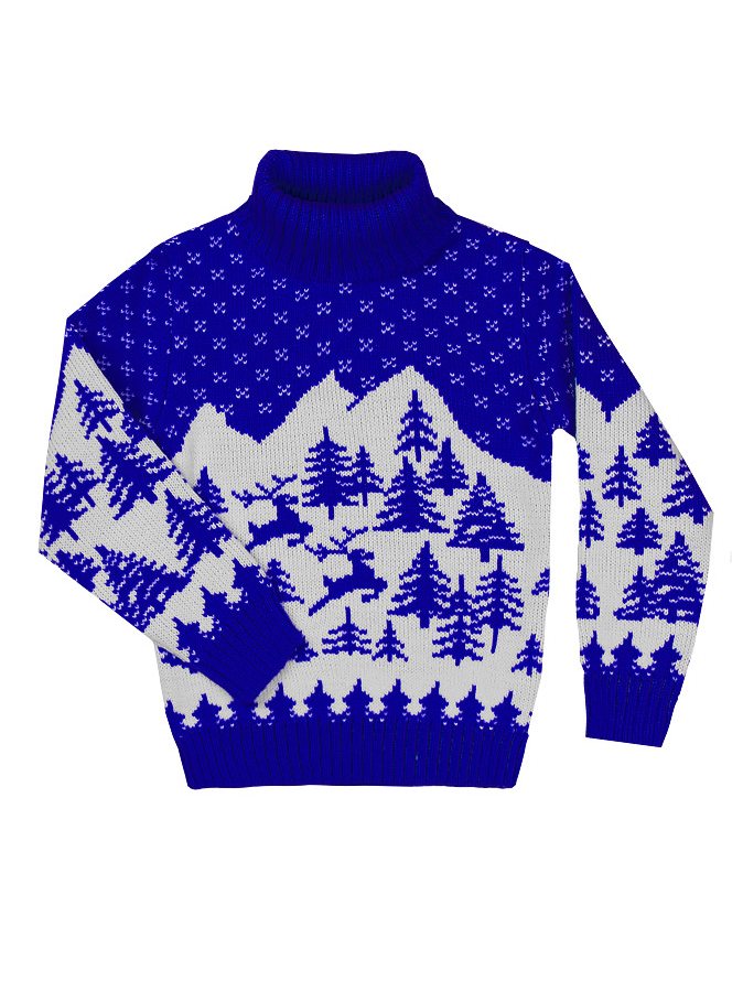Синий вязаный свитер для мальчика