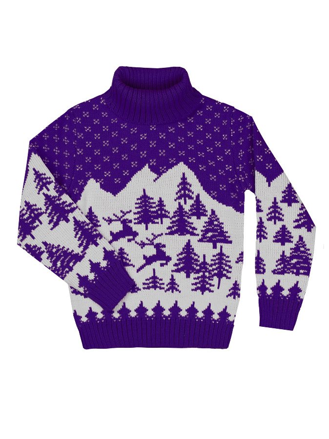 Фиолетовый вязаный свитер для девочки