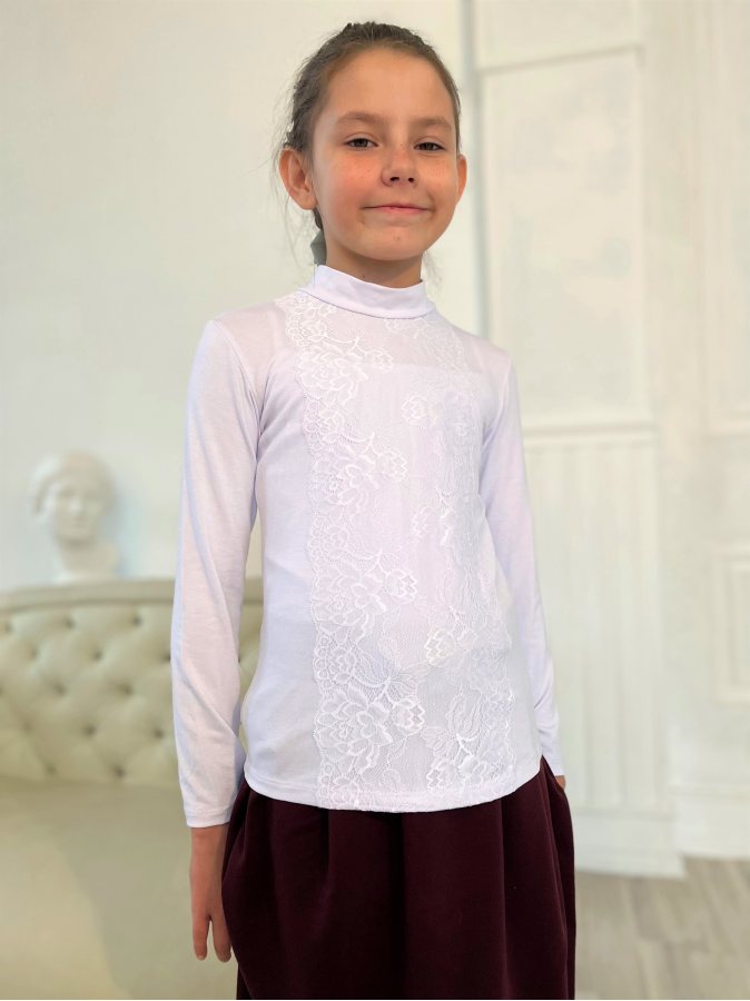 Белая школьная водолазка (блузка) для девочки