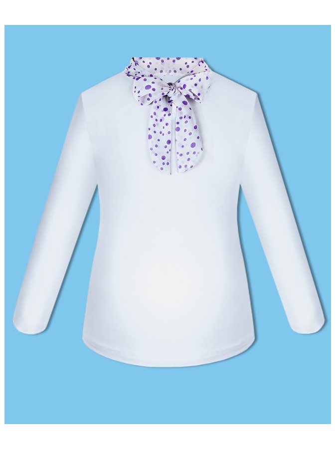 Белый школьный джемпер (блузка) для девочки с галстуком