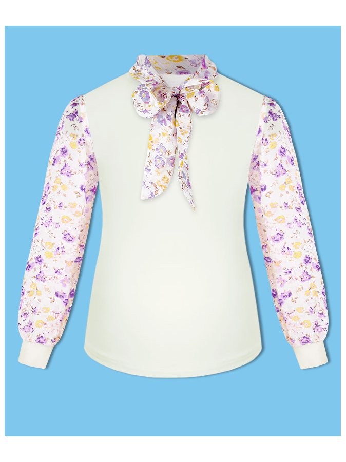 Школьный джемпер (блузка) для девочки с шифоном