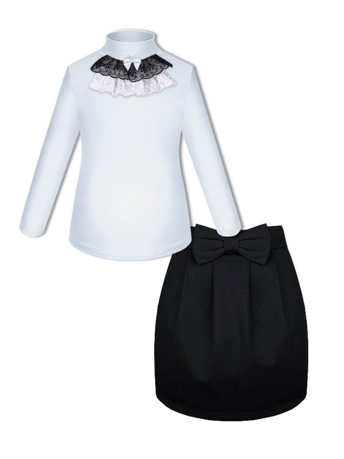 Школьный комплект с черной юбкой и белой блузкой