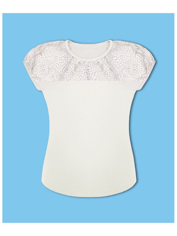 Молочная школьная футболка (блузка) для девочки