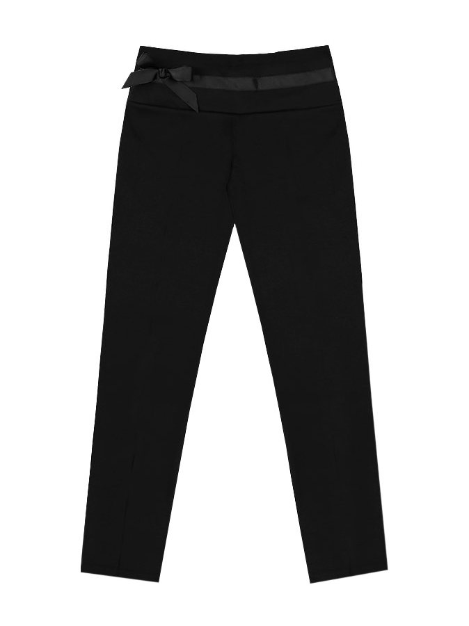 Чёрные школьные брюки для девочки с бантом