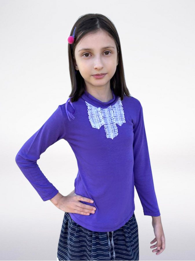 Школьная фиолетовая водолазка (блузка) для девочки