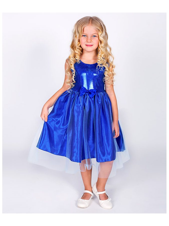 Нарядное синее  платье для девочки
