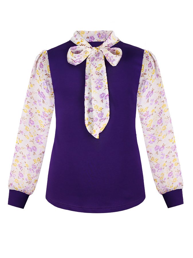 Фиолетовый джемпер (блузка) для девочки  с шифоном