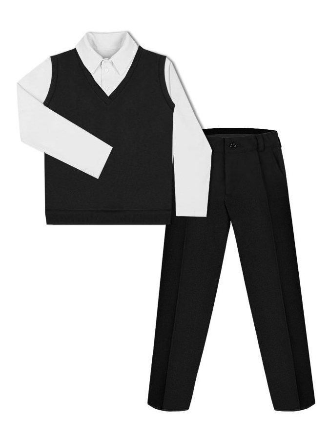 Школьный комплект для мальчика(жилет,брюки и рубашка-поло)