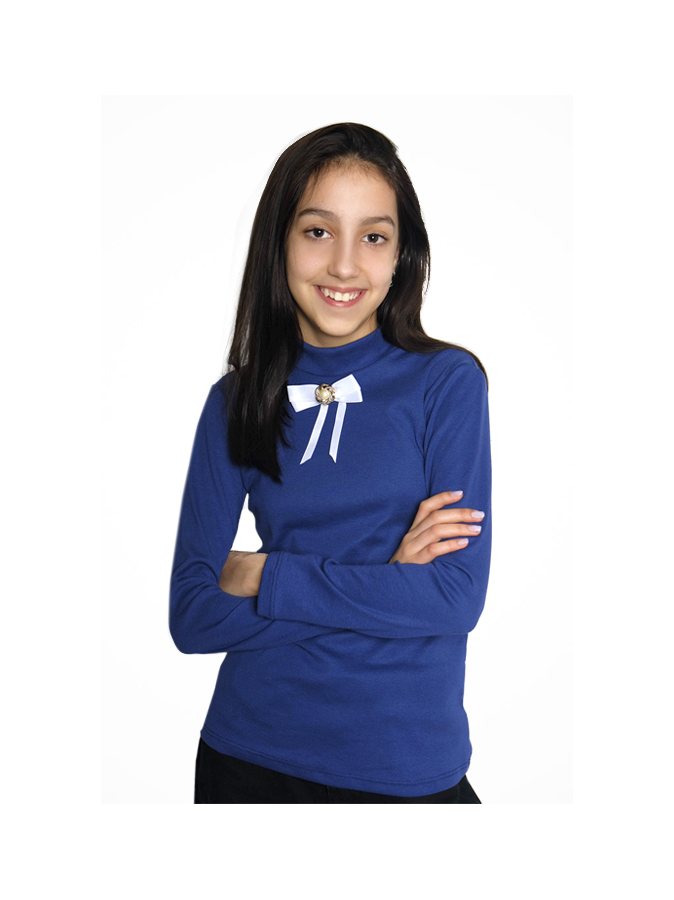 Синяя школьная водолазка (блузка) для девочки