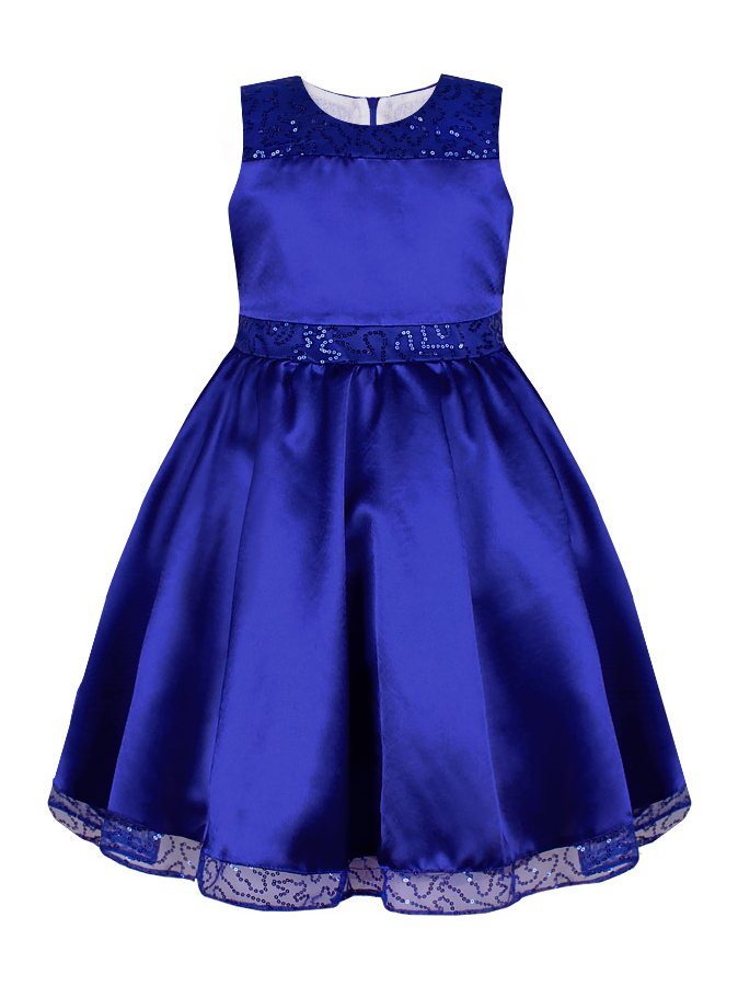 Нарядное синее платье для девочки с пайетками
