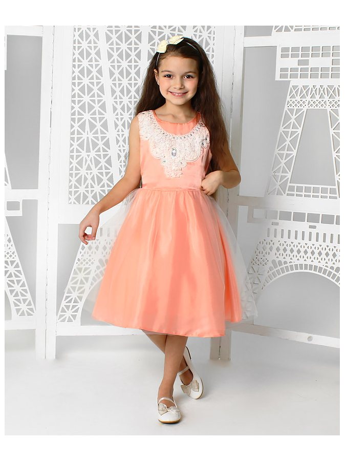 Нарядное платье для девочки персикового цвета