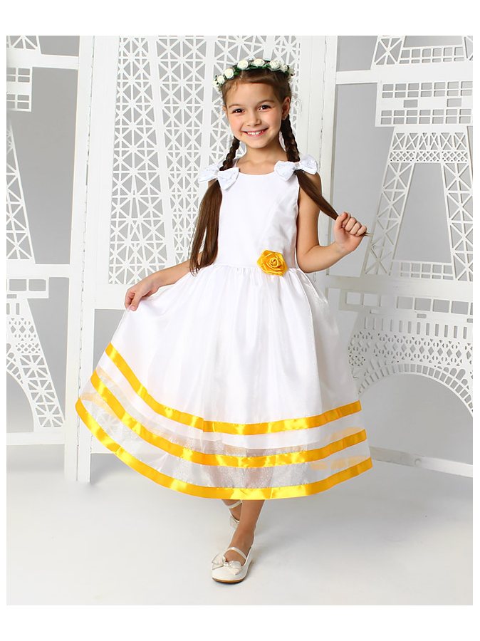 Нарядное платье для девочки с жёлтыми лентами