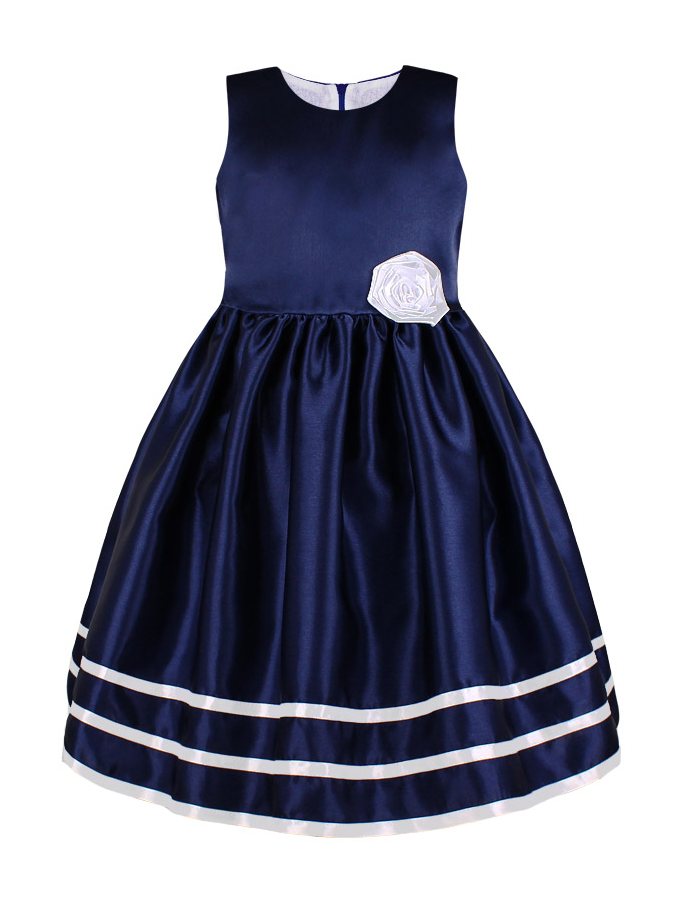 Синее платье с цветком для девочки