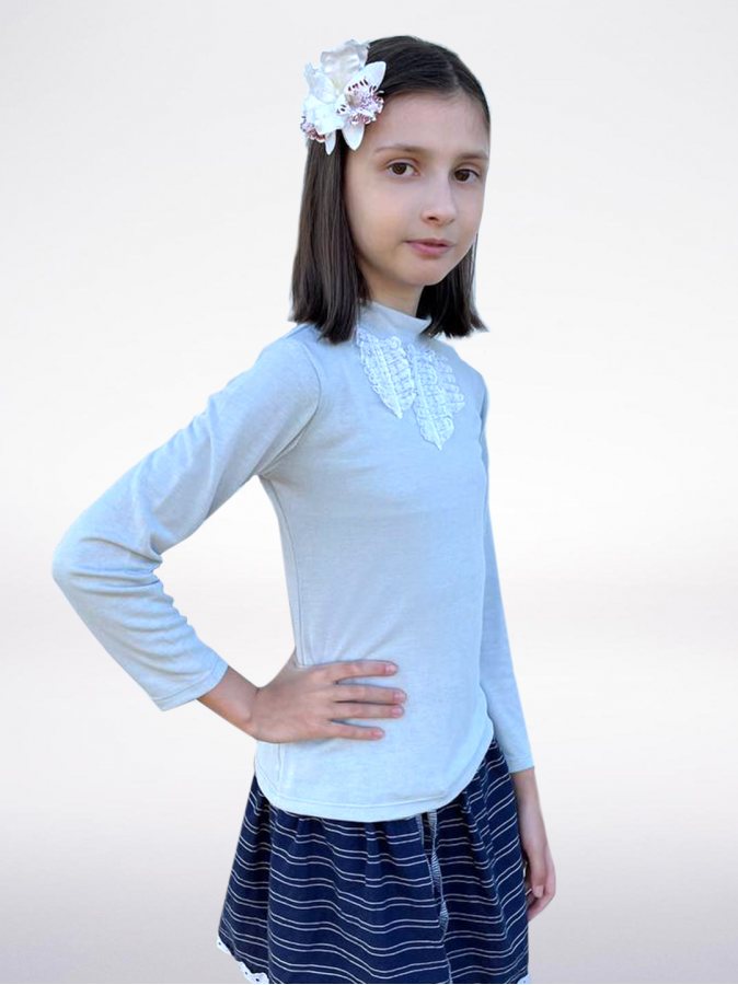Серая школьная водолазка (блузка) для девочки