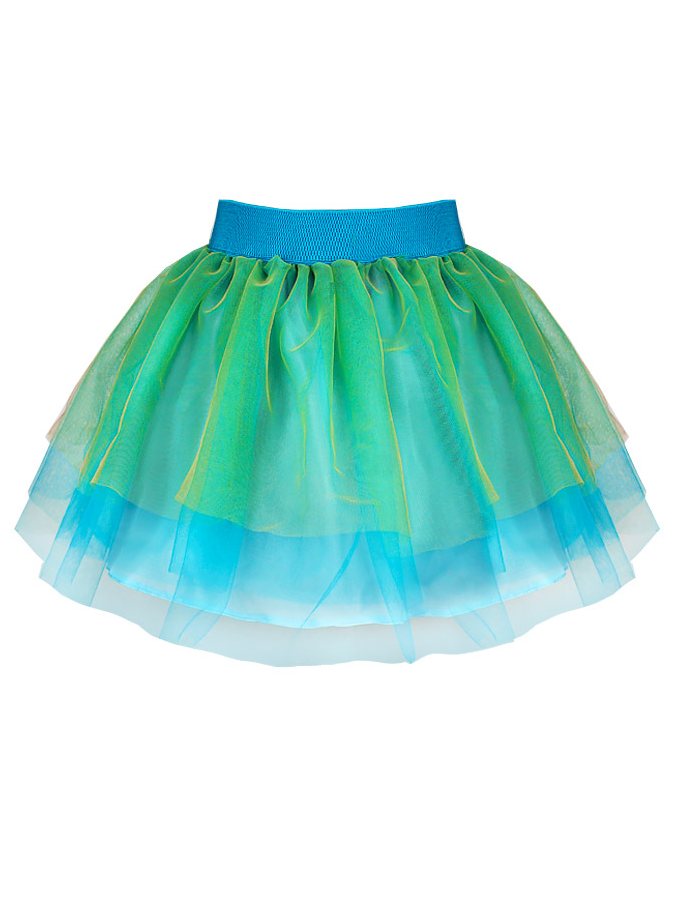 Нарядная бирюзовая юбка из сетки для девочки