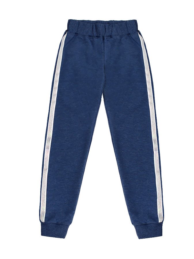 Спортивные брюки с лампасами для девочки,синий меланж