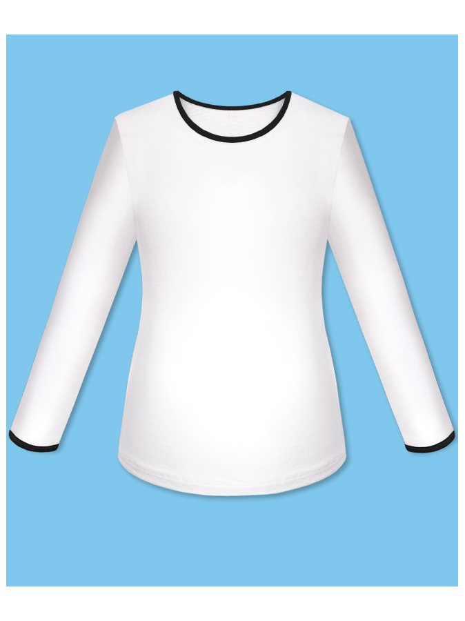 Школьный белый джемпер(блузка) для девочки и окантовкой