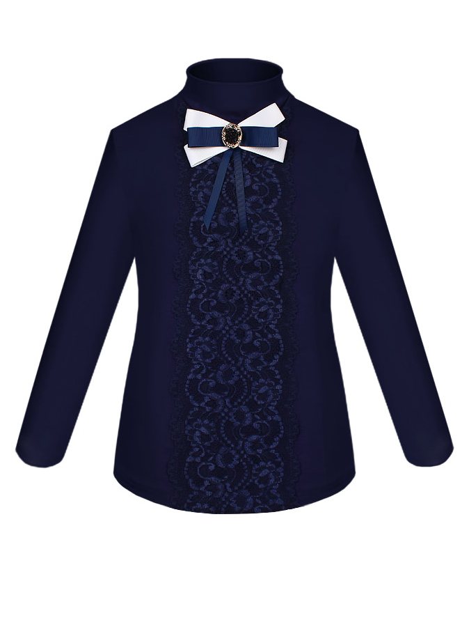 Синяя школьная водолазка (блузка) для девочки