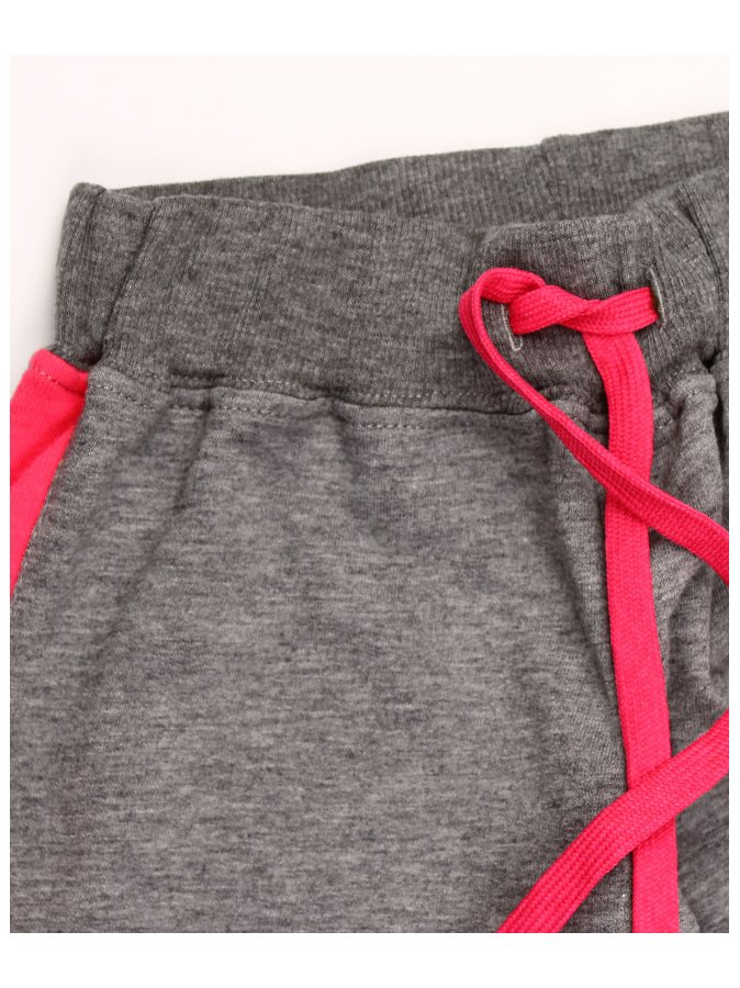 Серые спортивные брюки для девочки с яркими лампасами