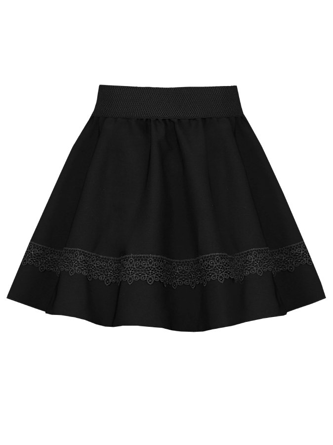Черная школьная юбка с кружевом