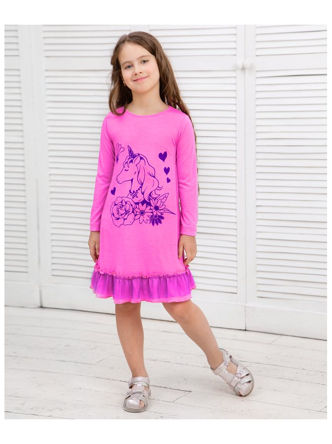 Пурпурное платье для девочки с оборками