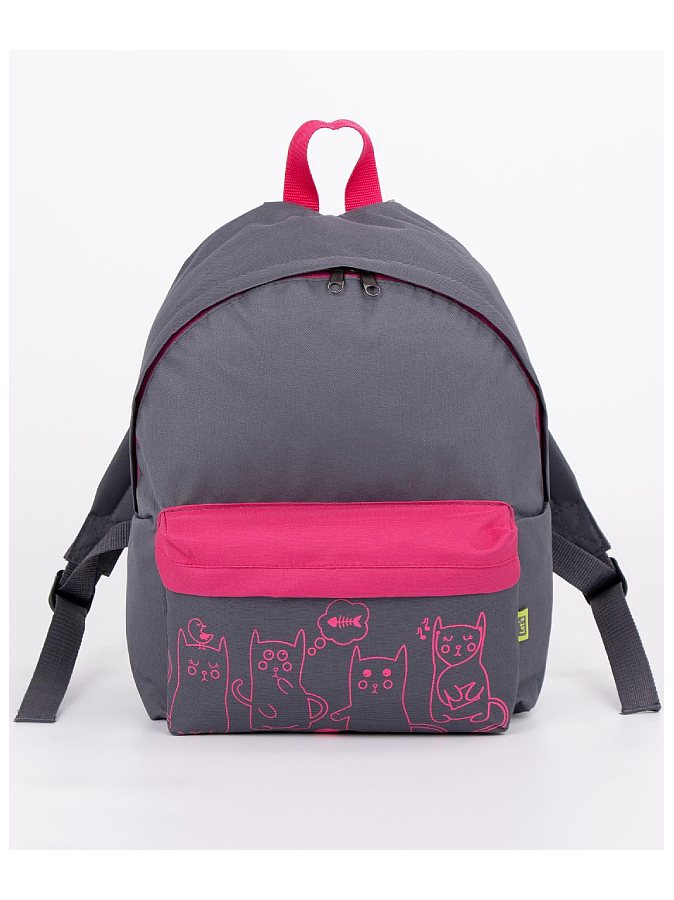 Рюкзак серо-розовый "Коты"