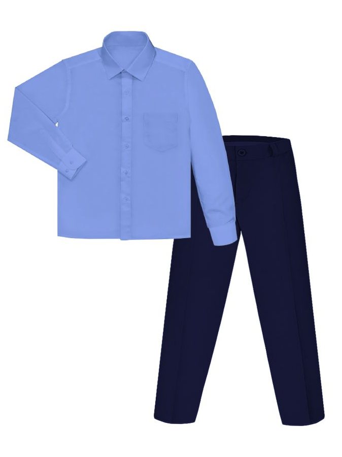 Школьный комплект на мальчика с брюками тёмно - синего цвета