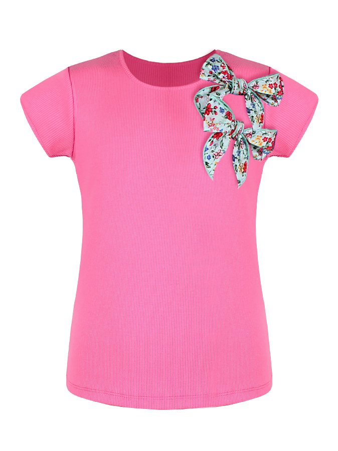 Футболка(блузка) для девочки розового цвета с бантами
