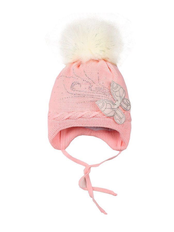 Розовая шапка для девочки на синтепоне