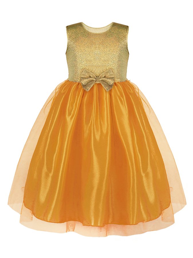 Нарядное золотое платье с сеткой для девочки