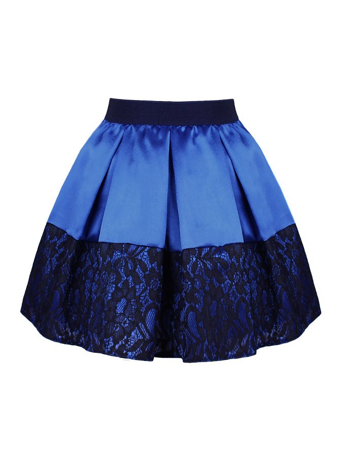 Синяя нарядная юбка в складку для девочки
