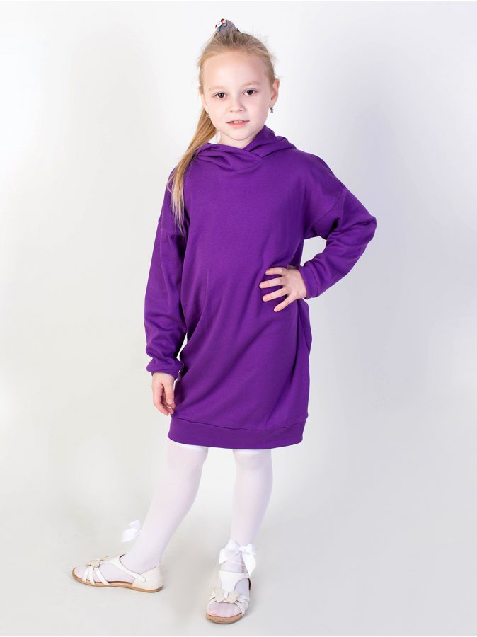 Платье-худи фиолетового цвета для девочки