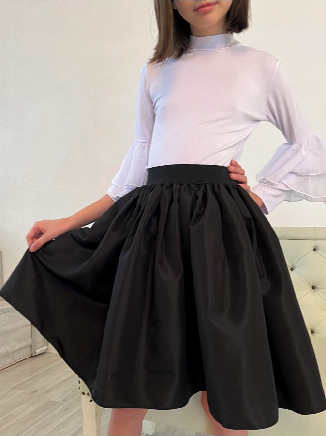 Чёрная школьная юбка для девочки на резинке