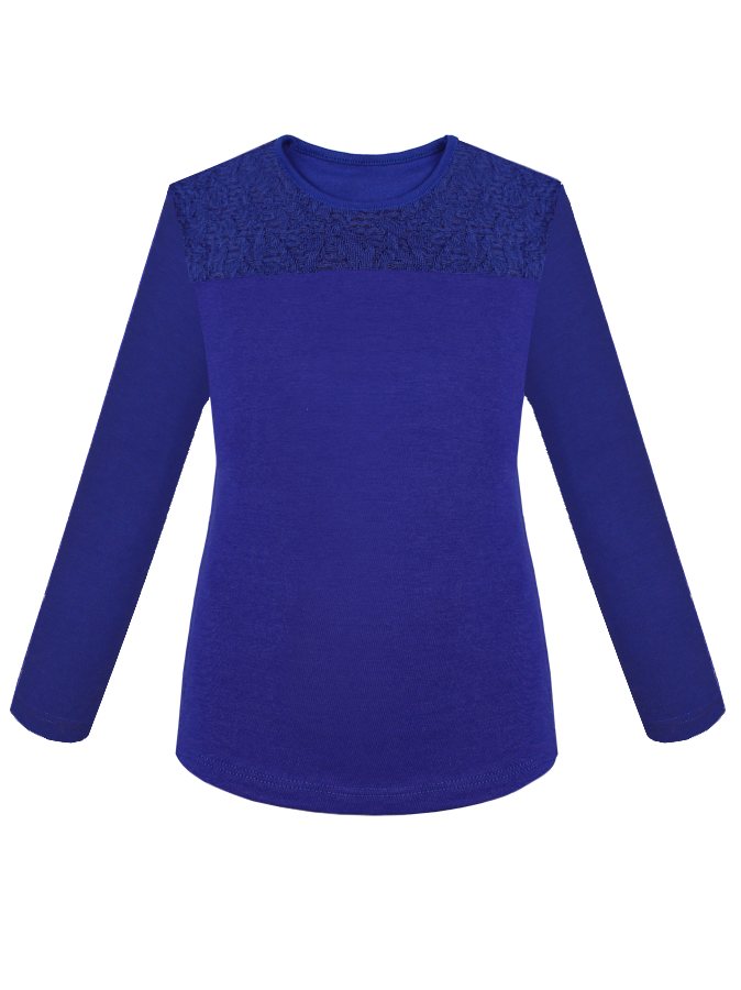Синий джемпер(блузка) для девочки с кокеткой