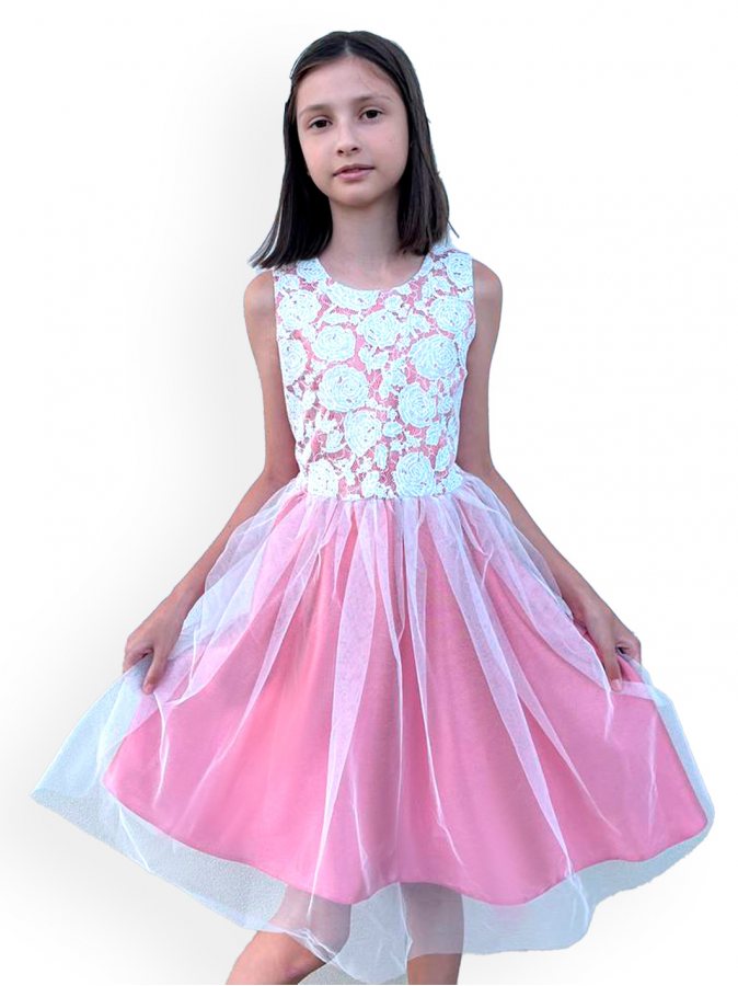 Нарядное платье с фатином для девочки, цвет терракотовый