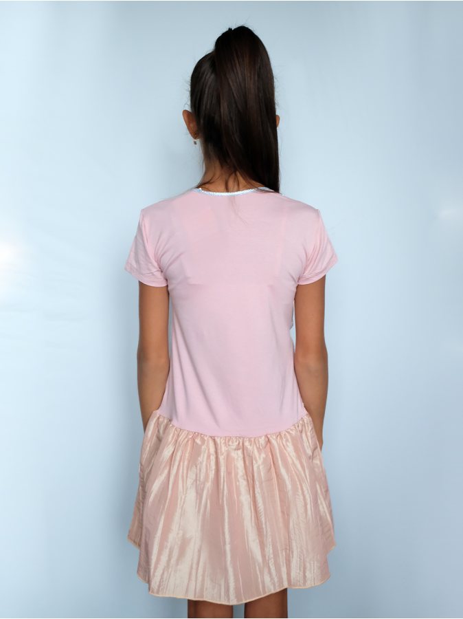 Розовое платье с юбкой из тафты для девочки