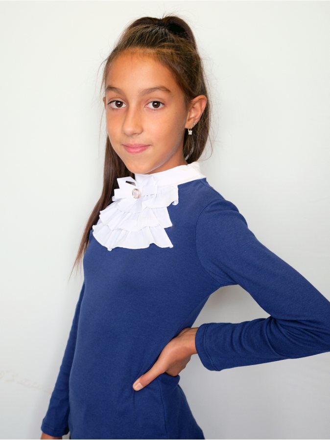 Синяя школьная блузка для девочки