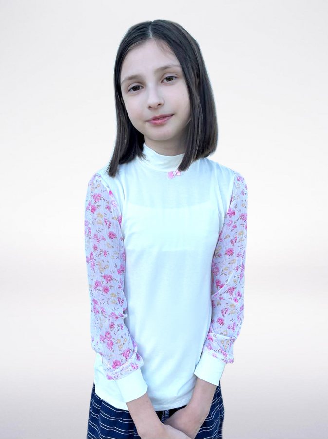 Молочная школьная водолазка (блузка) для девочки