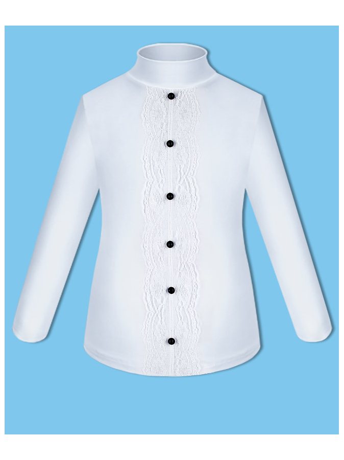 Школьная белая водолазка (блузка) для девочки с пуговками