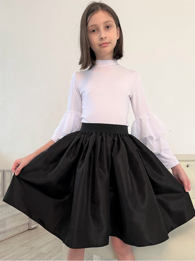 Чёрная школьная юбка для девочки на резинке со сборкой