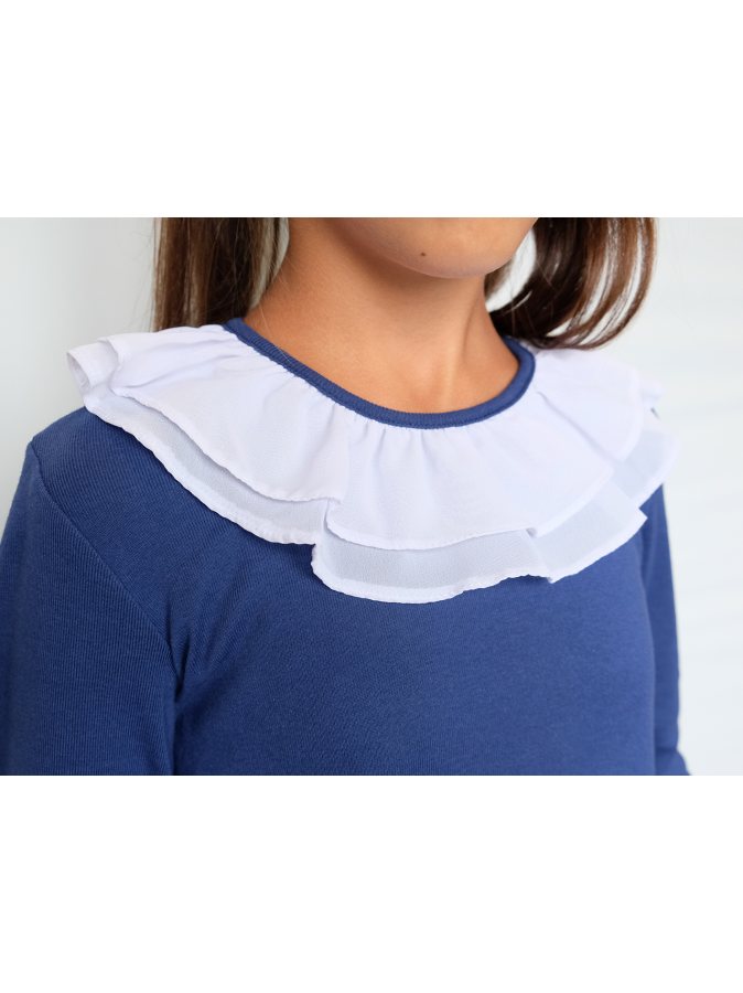 Синий школьный джемпер (блузка) для девочки